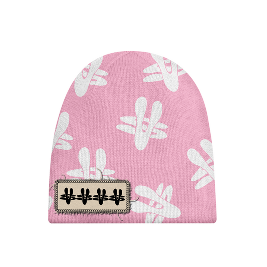 Beanie (pink&white)